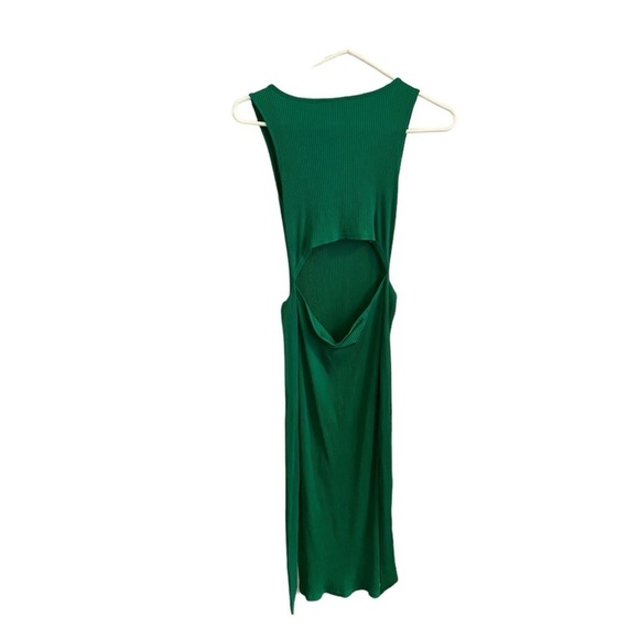 sugar lips green ribbed jersey knit cut out  midi dress - Picture 5 of 8
